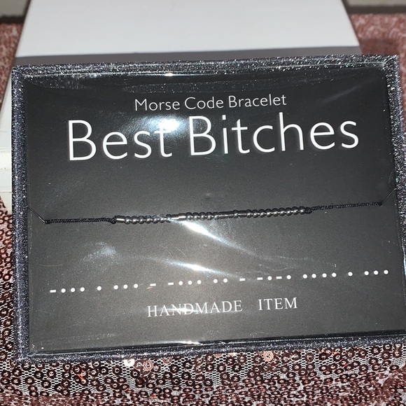 Morse Code Bracelet Black Rope “Best Bitches” with Morse Code Chart and Gray Box - Picture 3 of 9